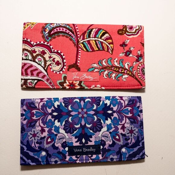 Set of 2 Vera Bradley wallet checkbook holders coral regal rosette - Picture 1 of 8